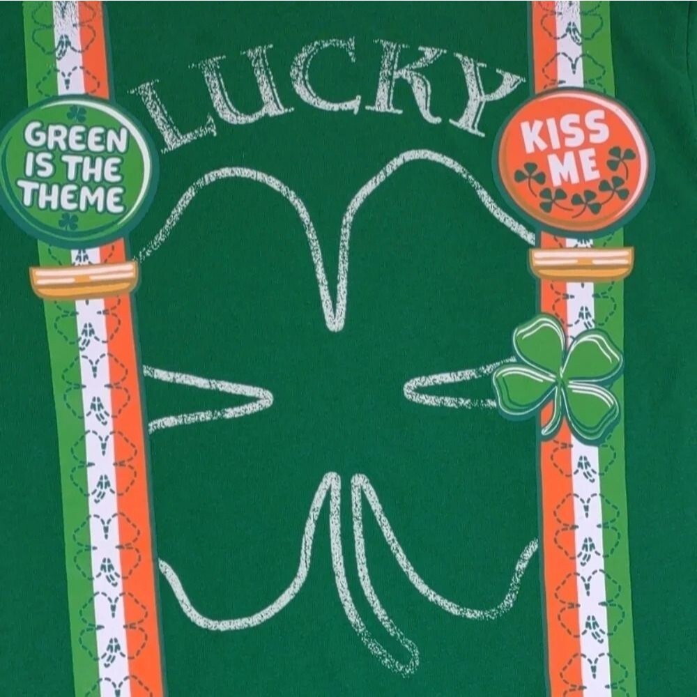 Lucky Green Tshirt Suspenders Flair Clover Size Small - Picture 9 of 12